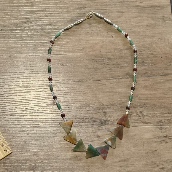 Vintage Artisan Triangle Stone Beaded Necklace Southwestern - Picture 10 of 13